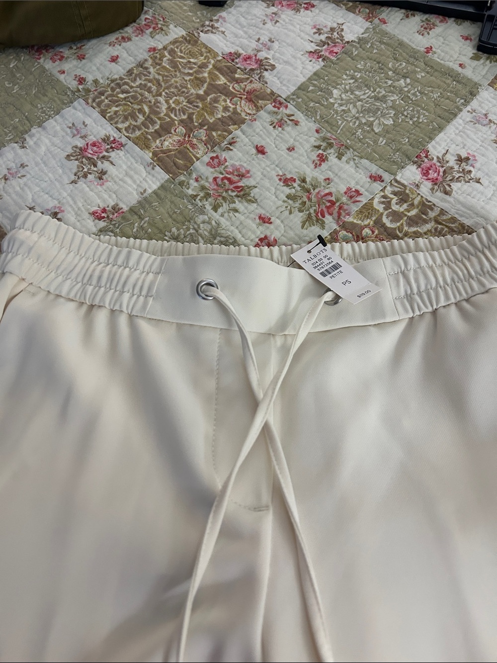 Talbots Cream Pull-On Drawstring Pants/NWT - Picture 6 of 6